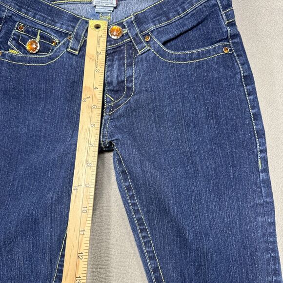 True Religion‎ Jeans Womens Sz 26x28 Blue Low American Cowgirl Preppy Dark Denim - Picture 4 of 14